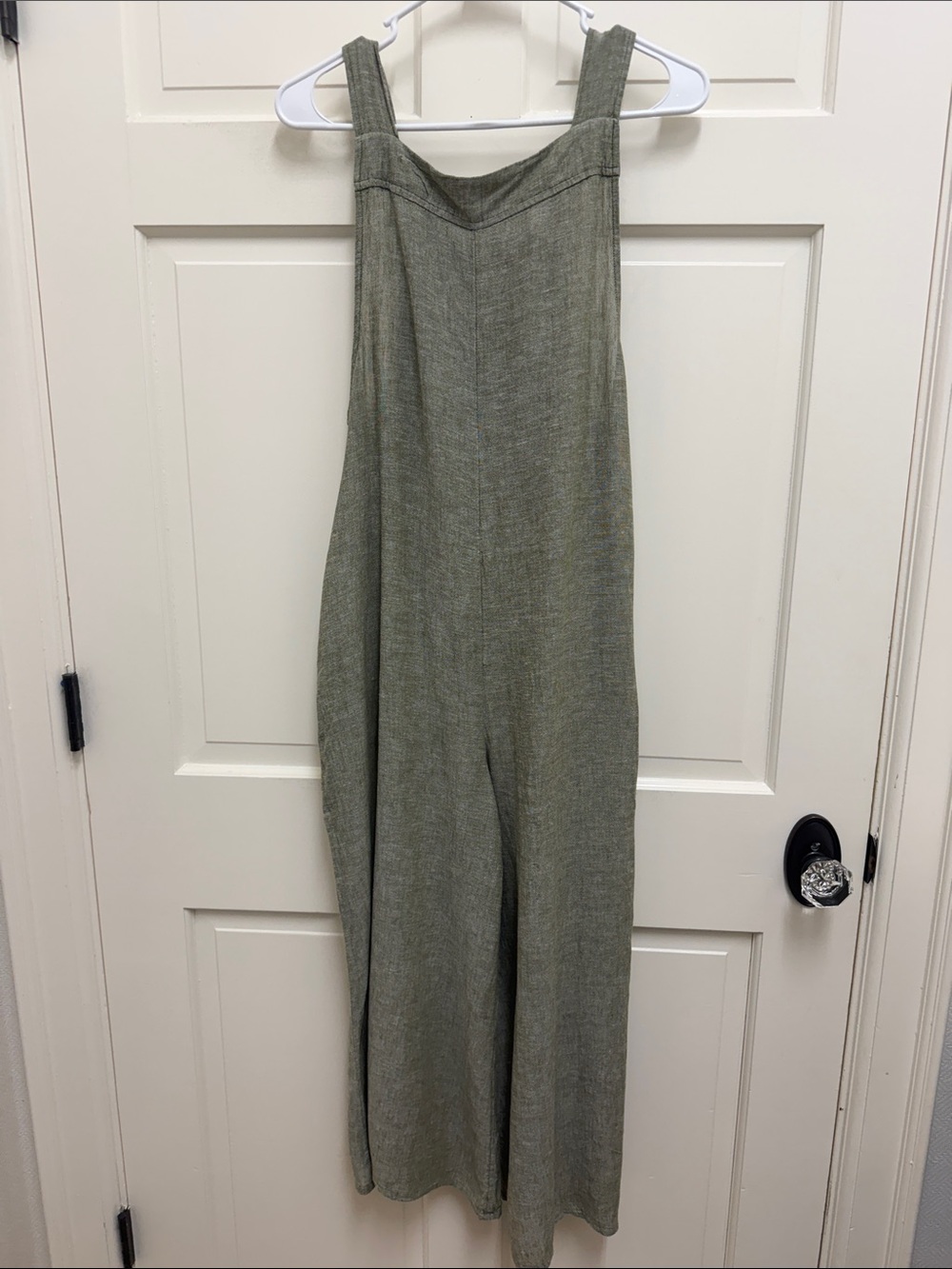 Haute Hippe Linen Blend Women's Olive Green Wide-Leg Jumpsuit